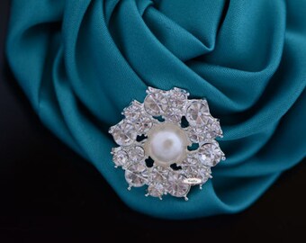 10 diamantes y perla plana nuevo botones - adornos del Rhinestone del Flatback - RD304