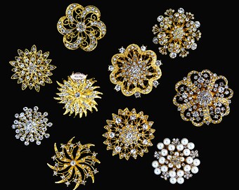 Rhinestone Brooch Button Embellishment  XLARGE Pearl Crystal Wedding Bridal Brooch Bouquet Invitation Cake Decoration
