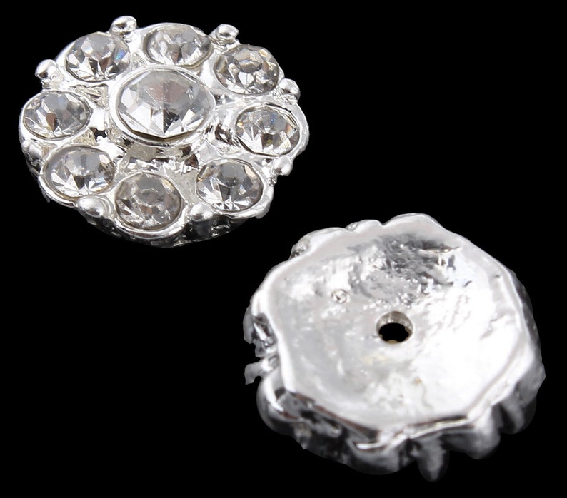 20pc Dainty Clear Rhinestone Embellishment Buttons Brooches DIY Wedding ...