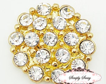 5 or 10 pc set RD130 GOLD Clear Rhinestone Metal Flat Back Embellishment Buttons flowers invitations favors bouquets accessories hair clips