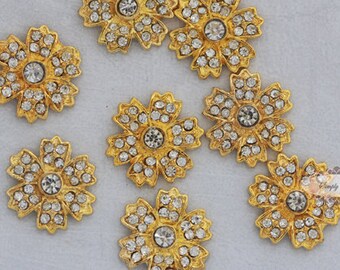 RD172 20pcs Rhinestone Flatback Metal Glass Crystal Embellishments wedding bridal invitations DIY buttons