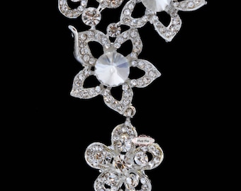 Strass Blumen-Brosche: Anstecknadel Braut-Hochzeitsstrauß (60 x 130 mm)