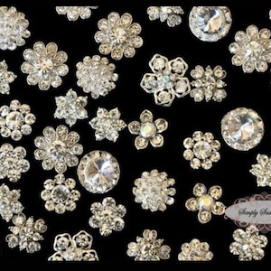 20pc Dainty Clear Rhinestone Embellishment Buttons Brooches DIY wedding bridal favors bling invitations
