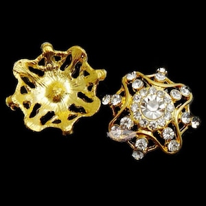 10 Gold Strass Cabochon Knöpfe: DIY Verzierungen (23 mm)