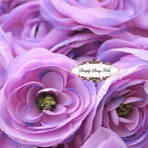 2 pcs Lavender Silky Soft Ranunculus Artificial Flower Heads Color 3.5in DIY Bouquets Arrangements Hair Clips Wedding image 1