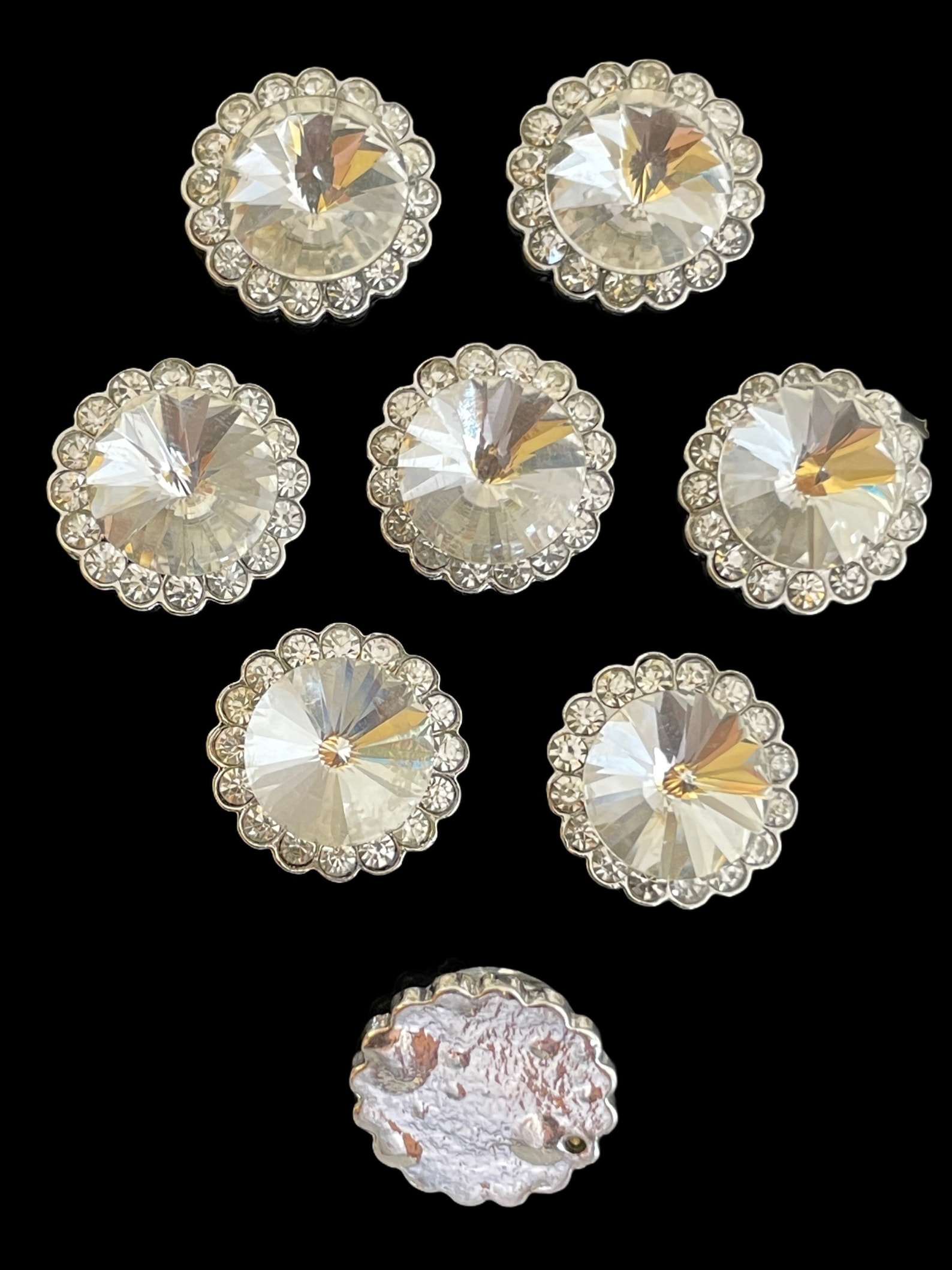30 Pcs CLEAR Crystal Rhinestone Assorted Embellishment Buttons Flatback ...