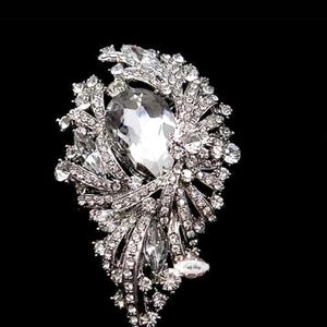 Large Rhinestone Brooch: Antique Platinum Bridal Bouquet Embellishment