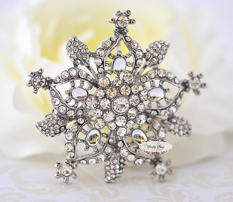 RD108 Rhinestone Metal Flatback Embellishment Button Brooch Great for wedding accessories invitations pillow crystal bouquet flowers, hair image 1