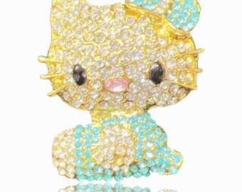 Rhinestone Crystal Kitty Flatback Embellishment Brooch Button Jewelry Iphone Case DIY supplies