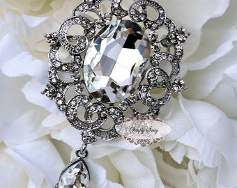 Rhinestone Brooch Embellishment - Flatback Rhinestone Brooch - Brooch Bouquet - Jewelry - Wedding - DIY - Supply - Broach - RD265