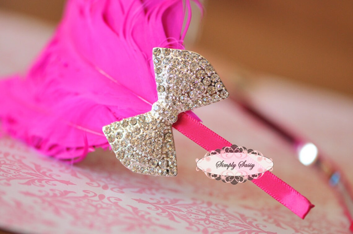 Rhinestone Crystal Bow in PINK Flatback Metal Brooch Etsy