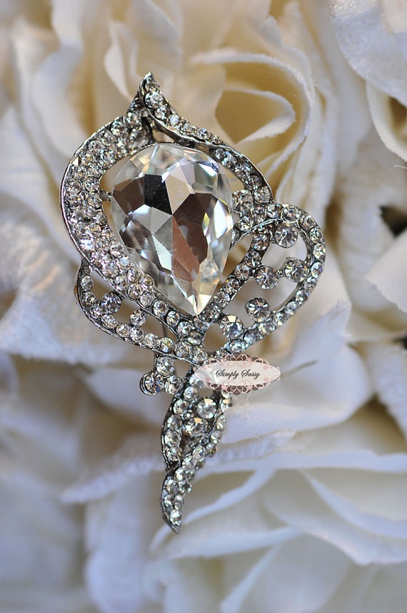 PB Rhinestone Embellished Brooch