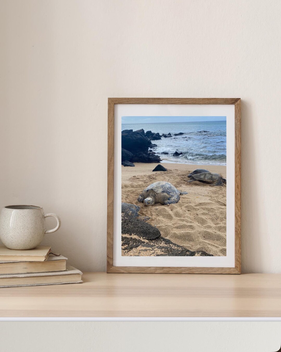 Hawaiianische Meeresschildkröte Strand Druck: Küsten Ozean Fotografie ...