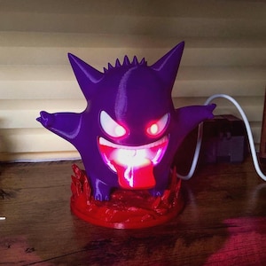 Gengar Mist Humidifier with Gastly LED Night Lights 3D Printed Table Lamp Unique Game Room Decor USB Power Birthday Holiday Gift Collectors