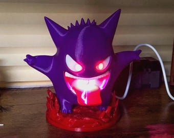 Gengar Mist Humidifier with Gastly LED Night Lights 3D Printed Table Lamp Unique Game Room Decor USB Power Birthday Holiday Gift Collectors