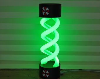 Luminária Espiral Brilhante do Vírus T de Resident Evil, Impressa em 3D, Umbrella Corporation, Luz de Terror, Alimentação Tipo C, Decoração de Mesa de Ficção Científica, Presente de Natal