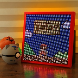 Pixel Retro Mario Animated Desk Digital LED Clock Minimalist Clock Smart Home Vintage Video Games Arcade Clock Unique Gift Classic Games