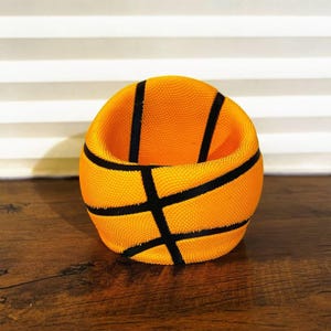 Basketball Phone Holder Stand 3D Printed Sports Adjustable Desk Organizer Mount for Smartphone with Cable Slot Cool Gift for Basketball Fans