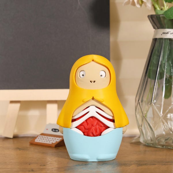 Charming Raincoat Anatomy Nesting Doll 3D Printed Dissectible Collectible Skeleton Colorful Organs Soul Creepy Cute Puzzle Oddity Decor Gift