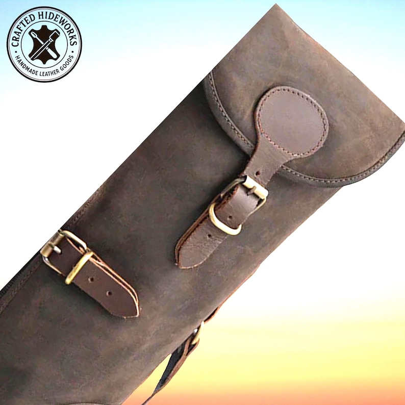 Handmade Leather Shotgun Case, Fleece Lined, Archery Gift image 1