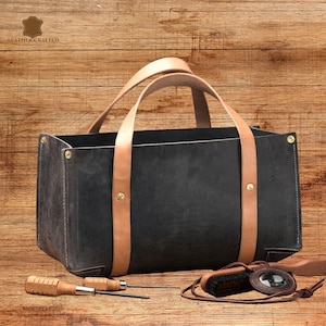 Leather Firewood Carrier, Luxury Handcrafted Firewood Carrier, Personalized Leather Log Carrier, Housewarming Gift, Handmade Firewood Tote