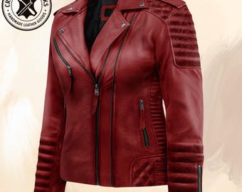 Handmade Leather Bomber Jacket, Vintage Motorcycle Biker Style