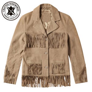 Women Leather Suede Fringe Jacket, Vintage Brown Suede Fringe Leather Jacket, Ladies Leather Jacket, Western Jacket, Western Cowgirl Jacket