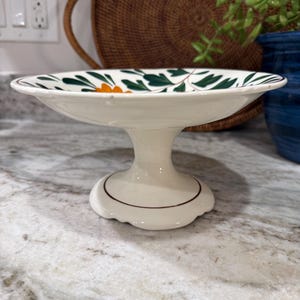 German Handpainted Floral Pedestal Dish