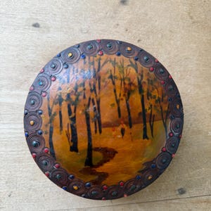 Folk Art Hand Painted Trinket Box