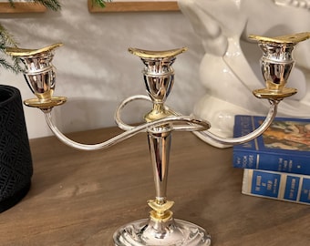 Silverplate on Zinc Twisted Candelabra with Gold Accents