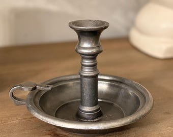 Pewter Chamberstick Candle Holder