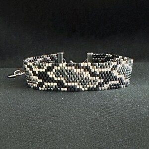 Beaded Bracelet, Snake Pattern Loom Bracelet, Animal Print Jewelry, Handmade Statement Bracelet, Gift for Her
