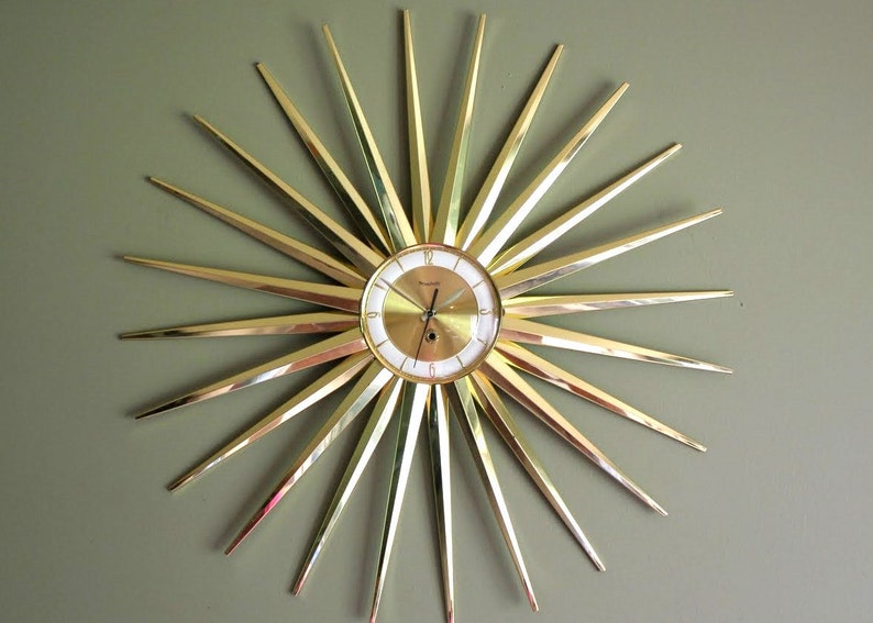 Vintage Starburst Clock. Mid Century Modern Eames Era Atomic Etsy