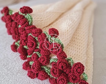 Tutorial PDF per realizzare una coperta/stola con bouquet di rose o fiori all'uncinetto (francese)