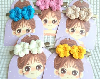 Fermaglio per capelli a forma di fiore all'uncinetto, accessorio per capelli da bambina