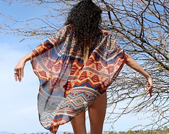 Aztec Print Wrap For The Shoulders Or Waist, Sarong, Resort Wear, Boho Skirt, Swim Cover Up, Beach Wear, Festival Skirt, Festival Clothing
