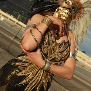 Gold And Black Vintage Up Cycled Beaded 1920's Butterfly dress, Cocktail Dress, Dance Costume, Beaded Top,Showgirl, Lingerie, Masquerade image 6