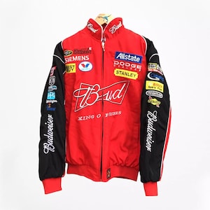 Vintage 80s Racing Jacket | Retro Motorbike Leather Jacket with Embroidered Logos | Old School Motorsport Karting Suit for Men and Women