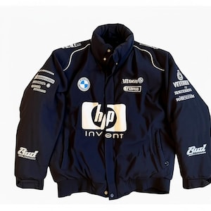 Vintage 80s Racing Jacket: Embroidered Leather F1 Bomber - Etsy