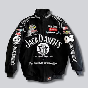 Vintage 80s Racing Jacket | Retro Motorbike Leather Jacket with Embroidered Logos | Old School Motorsport Karting Suit for Men and Women