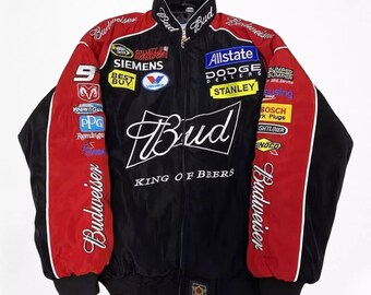 Chaqueta de carreras vintage de los 80: Bomber F1 de cuero bordado