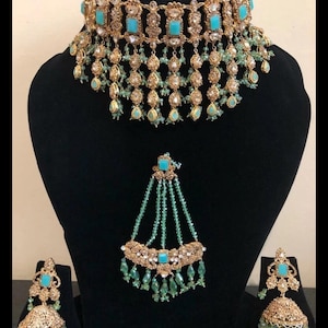 Elegant Mint Green wedding bridal Choker necklace Set