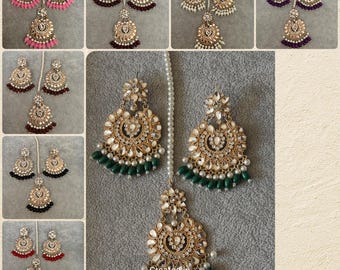 Earrings Tikka set available in 8 colours