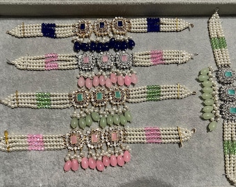 Choker Necklace sets with earring and tikka available in different colours