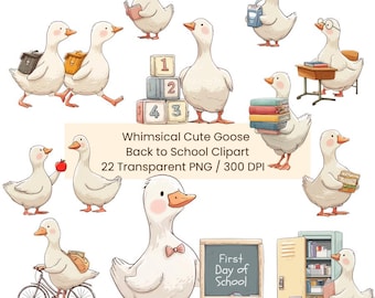 Silly Goose Back to School Clipart – 22 PNG Illustrations (Digital Download)