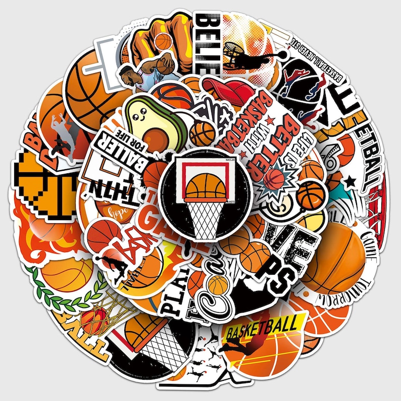 Basketball Sticker Set – Sports Player Ball Laptop Scrapbook Decals - Etsy