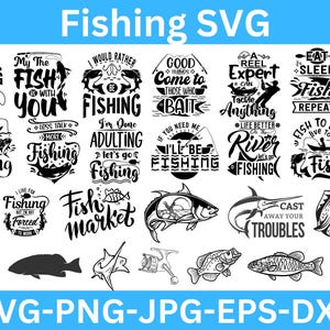 Fisherman catching fish SVG, EPS, PNG, pdf | Fishing Svg | Cut File | Cricut | Clipart | Funny Fishing | Father&#39;s Day | Instant Download
