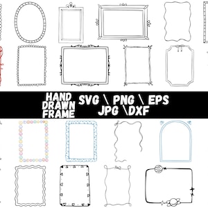 Hand Drawn Frames SVG Bundle, Handdrawn Borders Clipart, Doodle Frames PNG, Wavy Squiggle Border, Whimsical Frames Wedding Invitation Border