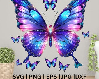Iridescent Glitter Butterfly PNG: Sublimation Design, T-Shirt & Sweatshirt (Digital Download