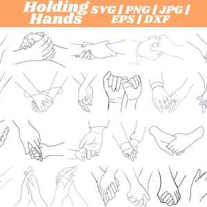 Holding Hands svg Bundle, Holding Hand Cut File, Holding Hand Silhouette, Couple Hands svg For Cricut, Pinky Hold svg, Digital Bundle
